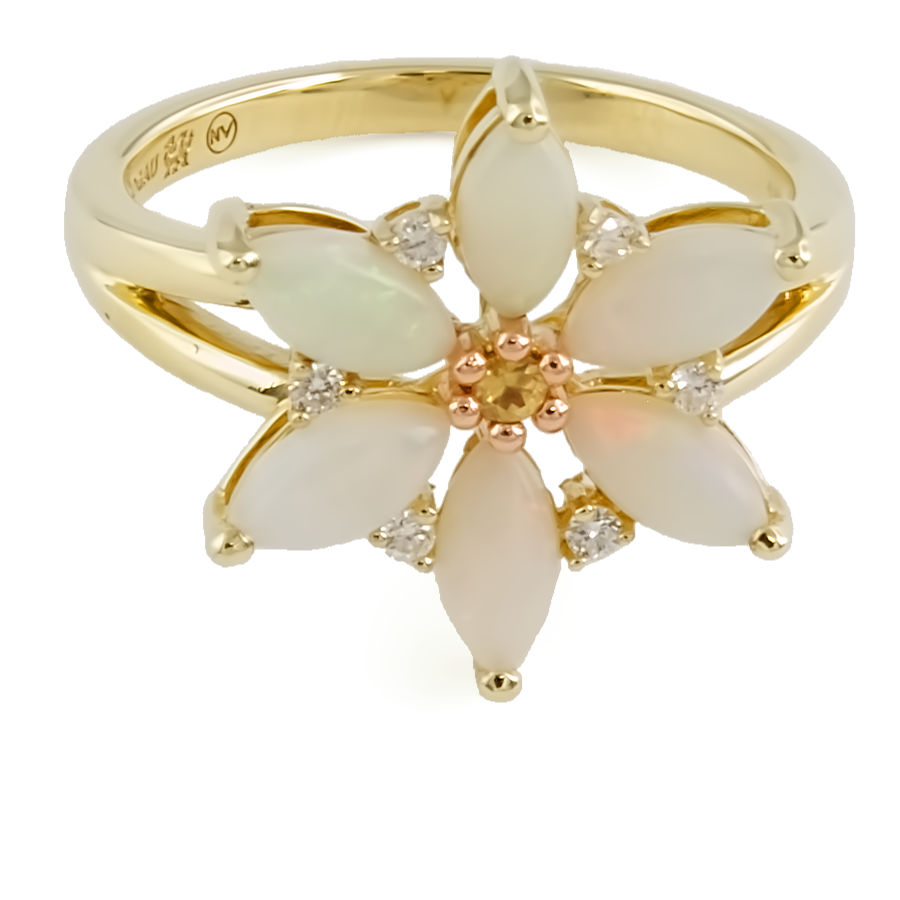 9ct gold Clogau opal/diamond luster Ring size L